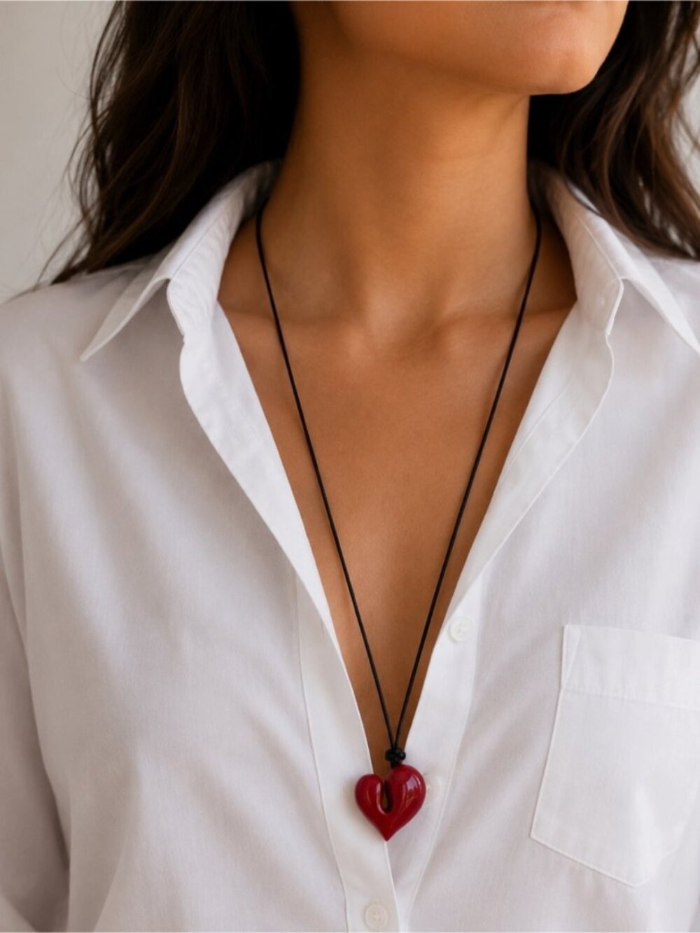 New! Red Heart Cord Necklace NWOT (3013)